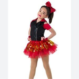 Costume Gallery MC Jump street tap jazzbiker leather vest red costume tutu dance